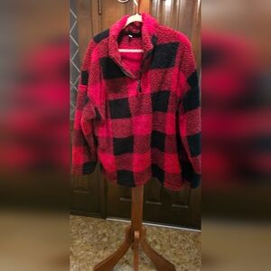 Cozy Red and Black Checkered Pullover.